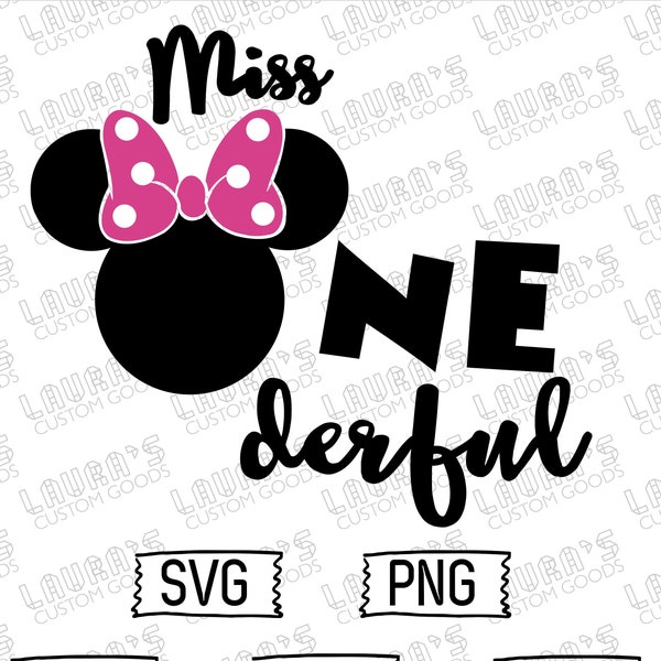 Pink Minnie Mouse One svg - Minnie Mouse svg - OneDerful svg - One svg - One year old Minnie Mouse - Sublimation