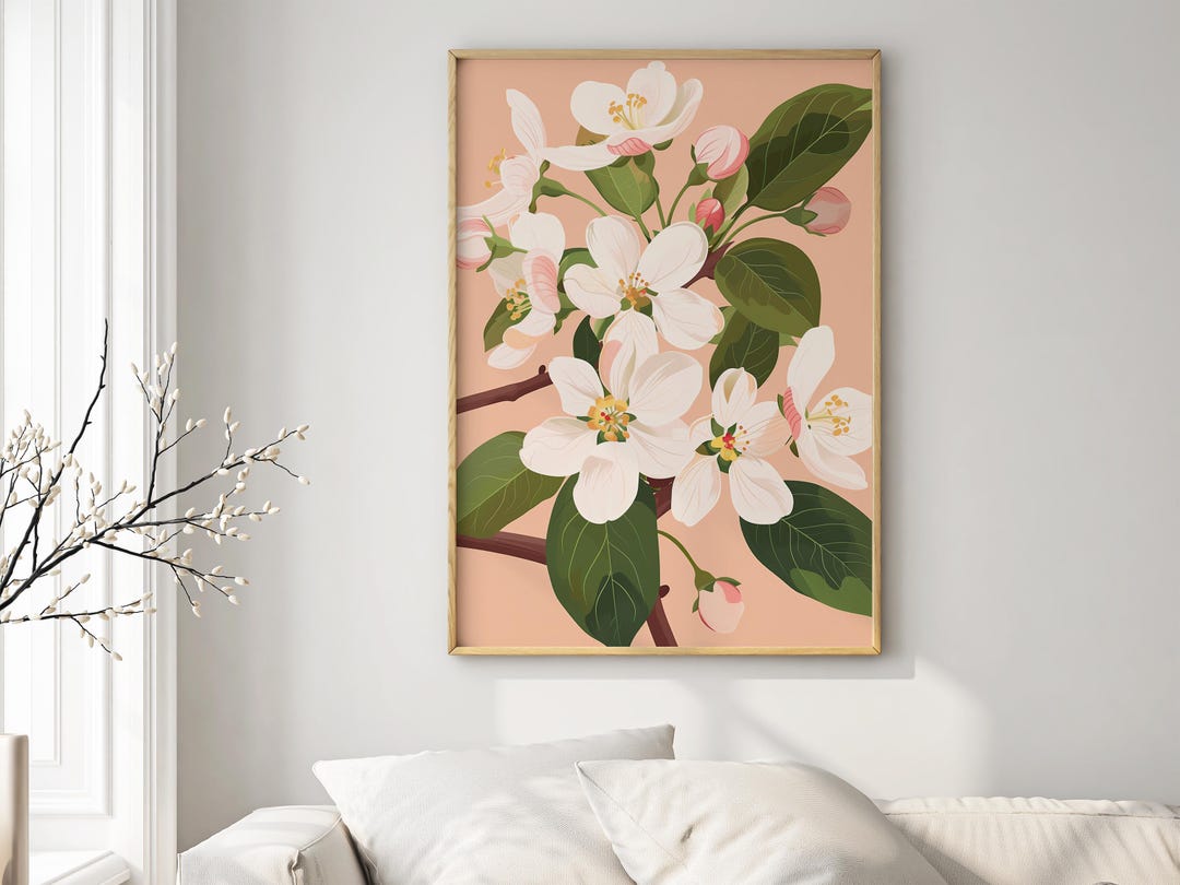 Apple Blossom Art Print: Arkansas State Flower, Botanical Illustration ...