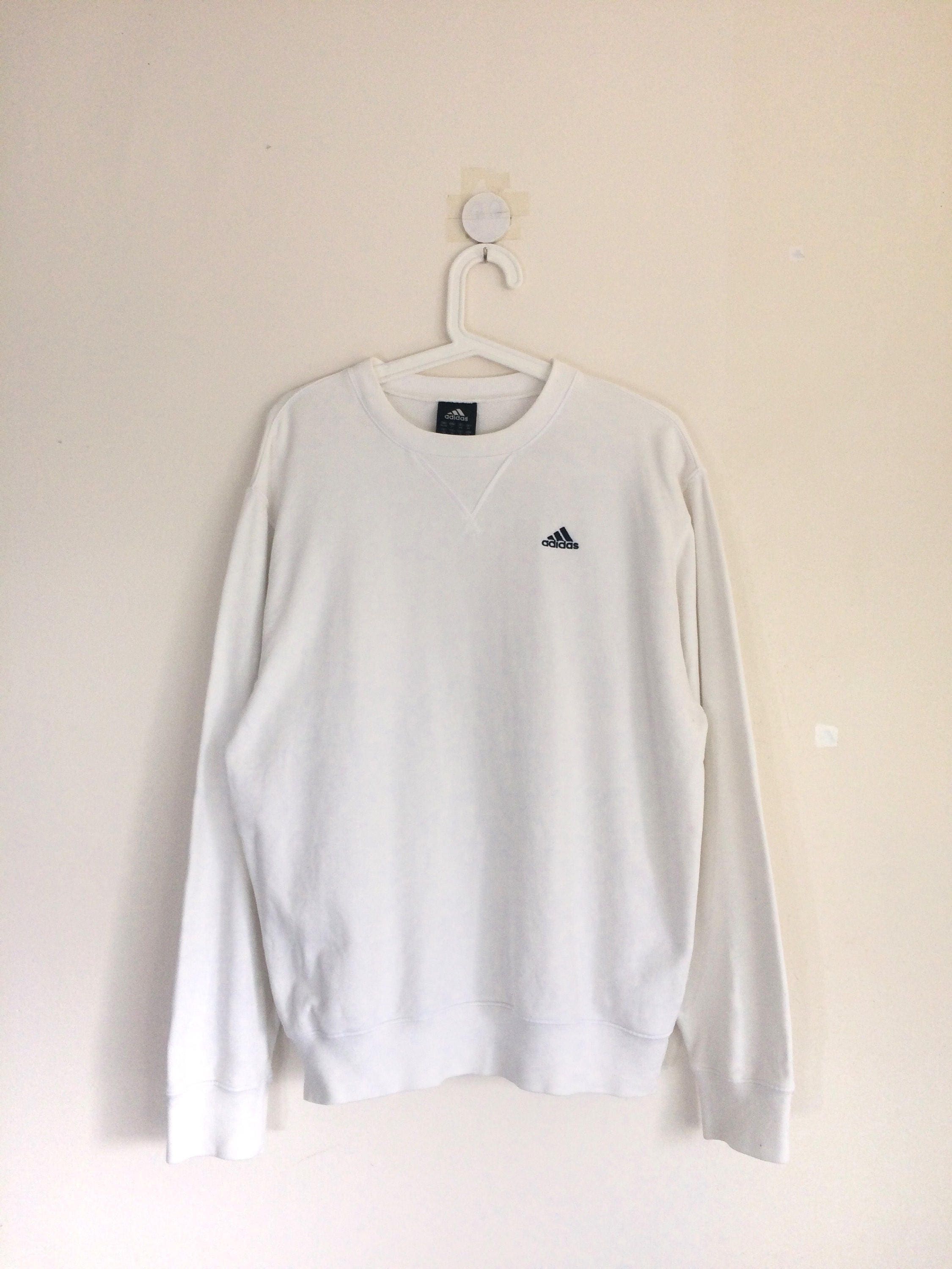 ADIDAS sweatshirt crewneck jumper white color | Etsy