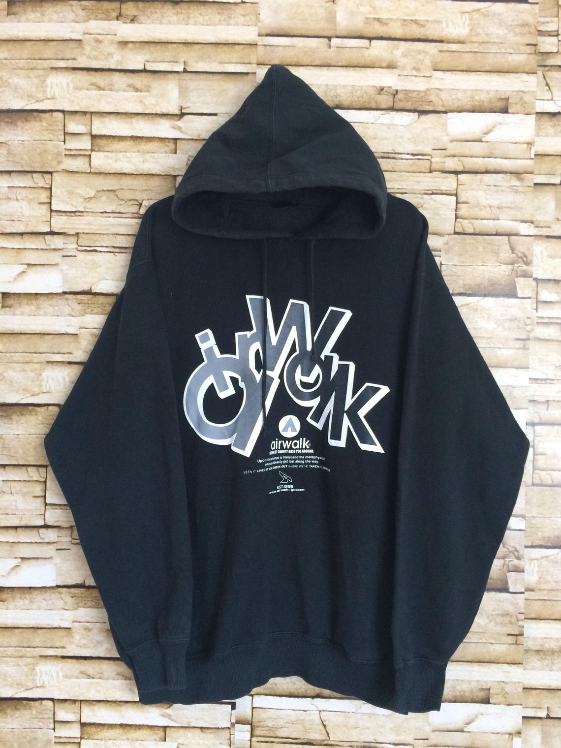 Airwalk hoodie jumper black color Large size skate hip | Etsy