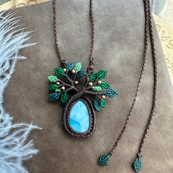 Tree of Life Brass Macrame Necklace