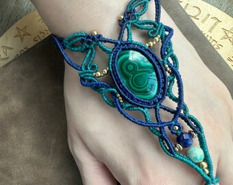 Handmade Malachite Macrame Slave Bracelet, Boho Gemstone Jewelry, Malachite Bracelet, Handmade Gemstone Bracelet, Boho Accessory, H280