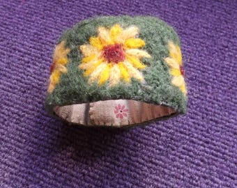 Sunflowers Needle Felted Cuff Bracelet