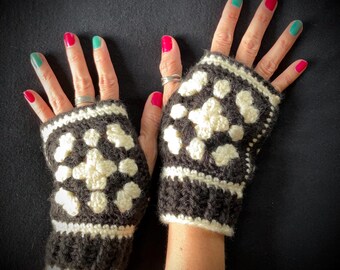 Crochet Granny Square Fingerless Gloves: Handmade Arm Warmers