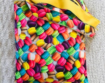 Shoulder Bag, Unique Colorful Bag, Market Bag, Rainbow Fashion, Phone Pocket Canvas Bag, Sustainable Cotton Bag, Reusable Tote, Summer Tote