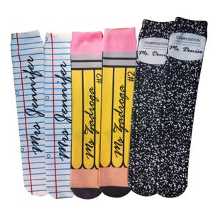 Calcetines personalizados para profesores y estudiantes, idea para combinar en grupo, fotos familiares, tallas de niño a adulto, accesorios para la vuelta al cole