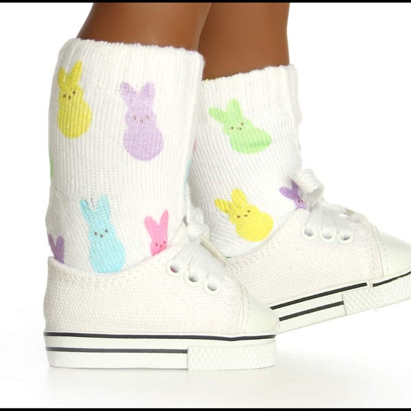 Calcetines para muñecas Peeps de tamaño estándar, idea para combinar con Dolly y yo, diversión para fiestas de pijamas, accesorios de ropa para muñecas de 45 cm hechos a mano, atuendo
