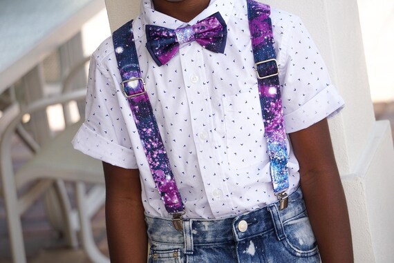 galaxy bow tie and suspenders