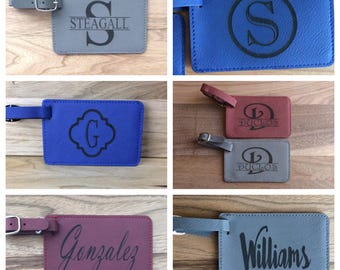 Personalized luggage tag bag tag, laser engraved leatherette luggage tag, custom leather luggage tag, luggage tag, bag tag, travel gift, mr