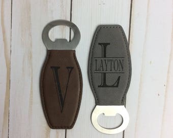 Personalized bottle opener, magnetic bottle opener, fathers day gift, wedding favors, laser engraved gift, wedding party gift