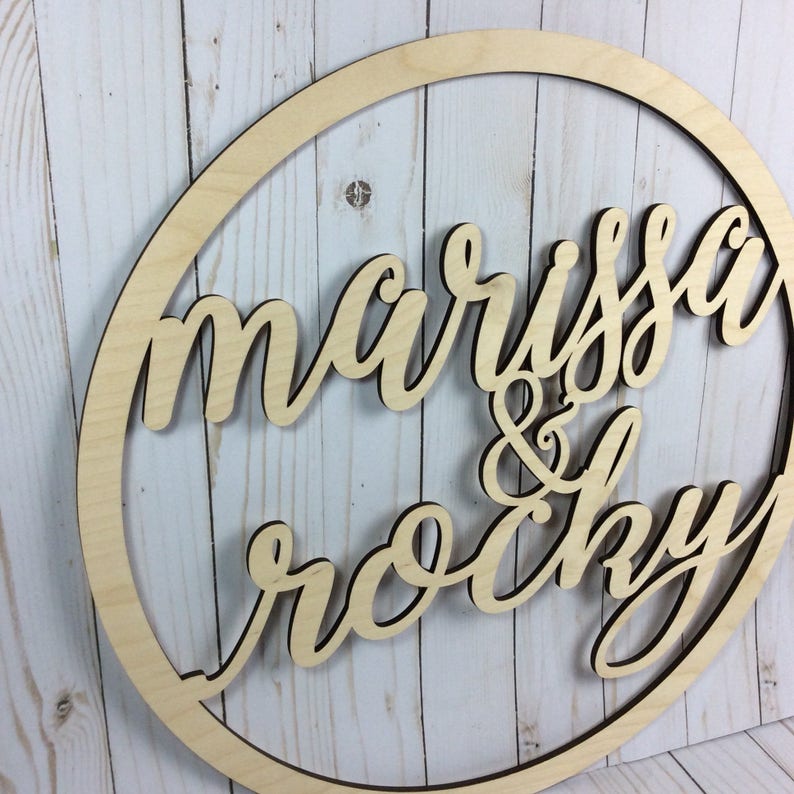 Circle name sign / personalized wedding sign / couple name sign / wood bride and groom sign / reception decor image 6