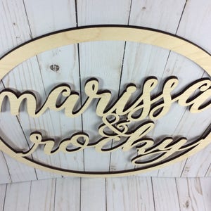 Circle name sign / personalized wedding sign / couple name sign / wood bride and groom sign / reception decor image 5