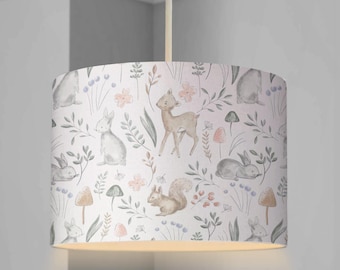 LAMPSHADE - Nursery Ceiling Sketch Woodland Lampshade or Table lampshade - Childrens Room Lampshade - Round Lampshade, woodland decor