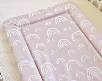 Baby Changing Mat - Rainbows - Pink , Nappy Changing Mat, Waterproof Mat, Baby Gift, Wedge Changing Mat, Pink Rainbows Nursery Decor