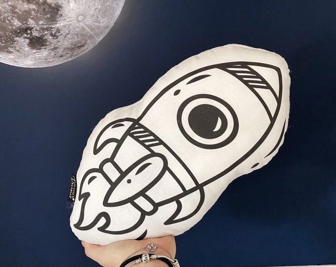 Space Pillow, Nursery Cushion, baby gift, Space Ship Pillow, Childrens Decor, Space decor, baby shower gift, SPACE SHIP, solar system, decor