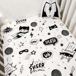 Comic Superhero Bedding, Comic bedding, Children&#39;s Room Decor, Superhero, Kids Bedding, Duvet Covers, Kids Fitted sheets