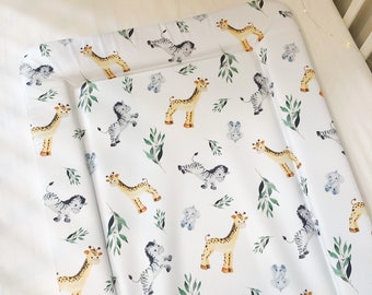 Cambiador de bebé - Jirafa y cebra de safari, cambiador impermeable, regalo para bebé, cambiador con forma de cuña, decoración infantil de safari