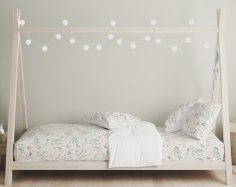 Woodland Sketched Rabbits and Deers Bedding, Duvet Covers, Fitted Sheets, Woodland Bedding, Woodland Decor, Children's Decor, Kids Bedding