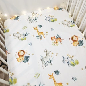 Watercolour Cute Safari Duvet Cover Set, Fitted Sheet, Safari Animal bedding, animal decor, Childrens Room Decor, cotbed sheet, baby bedding