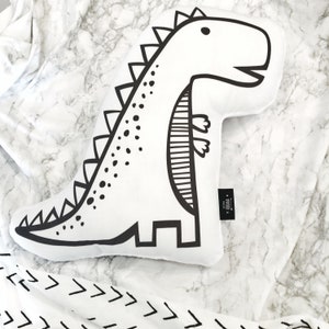 Nursery Cushion, Dinosaur pillow, Plush dinosaur, Pillow, Monochrome Pillow, Children's Room Decor, Gift for Kids, Monochrome nursery - MONO