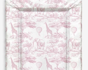 Baby Changing Mat - Chinoiserie Toile de Jouy Safari - PINK, Nappy Changing Mat, Waterproof Mat, Baby Gift, Wedge Changing Mat