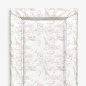 Chinoiserie Toile de Jouy - Beige, Safari Baby Changing Mat, Waterproof Changing Mat, Nursery Decor, Wedge Mat, Travel Mat, Moses Basket Mat