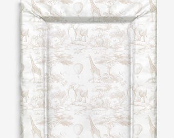 Baby Changing Mat - Chinoiserie Toile de Jouy Safari - BEIGE, Nappy Changing Mat, Waterproof Mat, Baby Gift, Wedge Changing Mat
