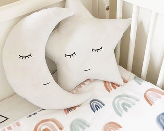 Sleepy Star Pillow, Moon Pillow, Cloud pillow, Nursery Cushion, Monochrome Pillow, Children&#39;s Room Decor, Gift for Kids, star, moon, cloud