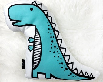 Nursery Cushion, Dinosaur pillow, Plush dinosaur, blue Pillow, Monochrome Pillow, Children's Room Decor, Monochrome nursery - BLUE