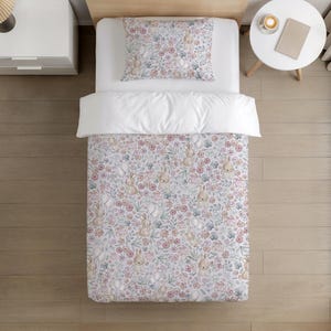 Ditsy Bunny Floral Bedding, Duvet Covers, Fitted Sheets, Woodland Bedding, Woodland Decor, Children's Decor, Kids Bedding