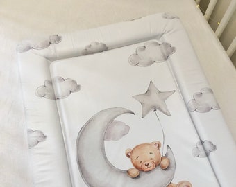 Changing Mat, BEAR, MOON and Clouds, Bear decor, Children&#39;s Room Decor, Gift for Kids, nursery changing mat