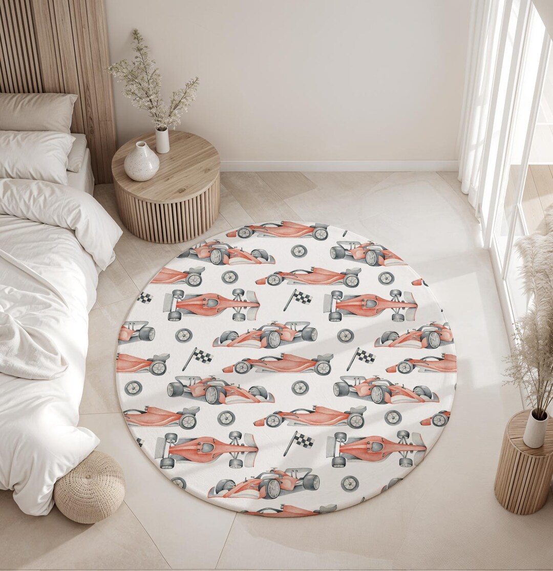 Car Racing Rug Kids Race Car Red - Rug, Carpet, Kids Decor, Children's Room Decor, Kids Rug ...