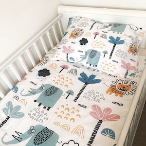 Colourful Safari Bedding, Duvet Covers, Fitted Sheets, Safari Bedding, Children&#39;s Room Decor, Kids and Baby Bedding, Safari Animal Bedding