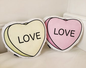 Candy, Love Heart Pillow, Love Pillow, Cute pillow, Nursery Cushion, Monochrome Pillow, Children's Room Decor, Gift for Kids, nursery pillow
