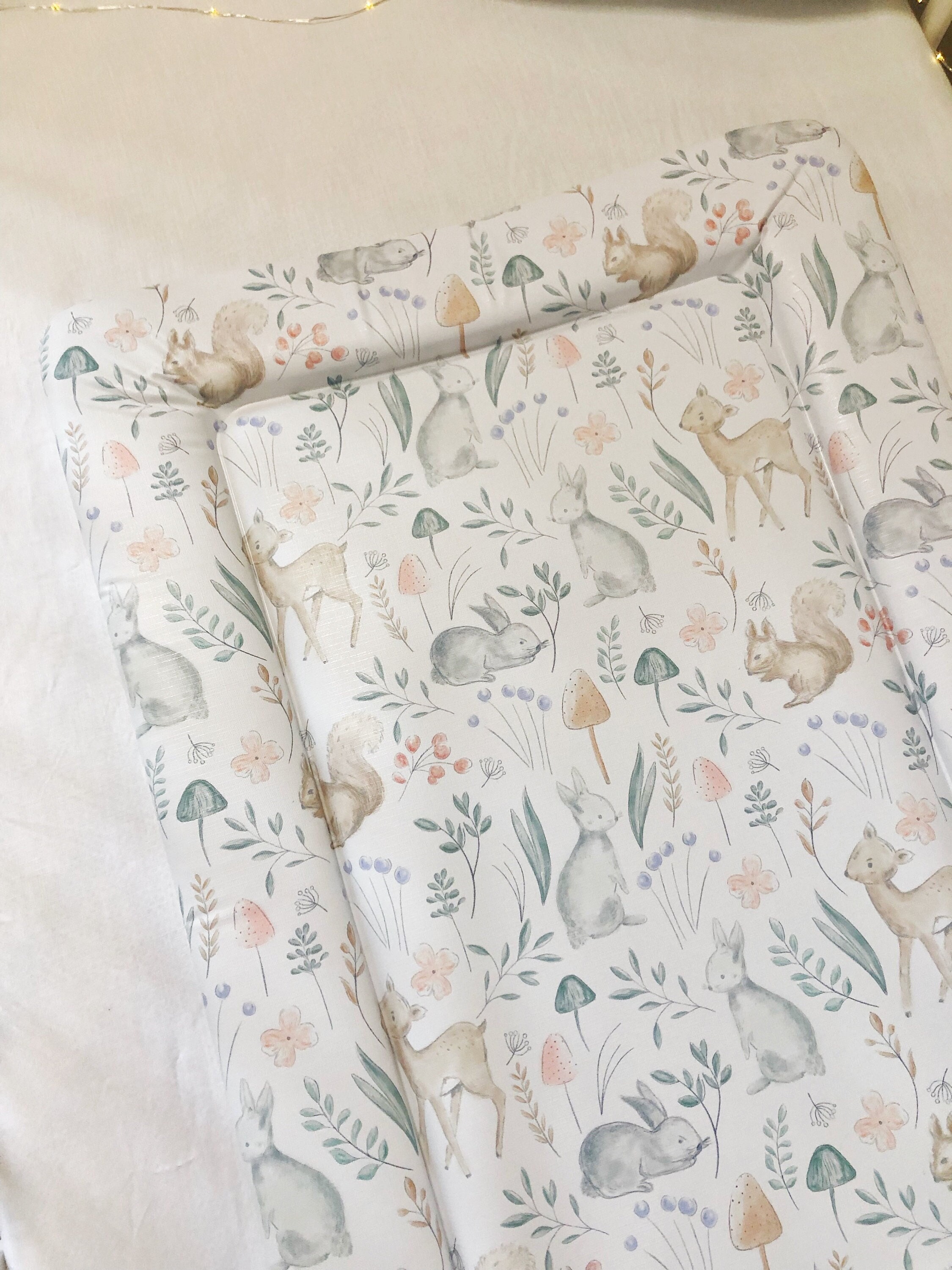 Baby Changing Mat - Sketched Woodland Animals, Nappy Changing Mat, Waterproof Mat, Baby Gift, Wedge Changing Mat, Woodland Nursery Decor