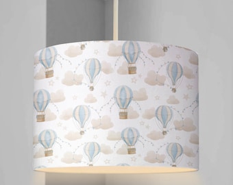 LAMPSHADE - Nursery Ceiling Multiple Hot Air Balloons - Baby Blue, Lampshade or Table lampshade - Childrens Room Lampshade - Round Lampshade