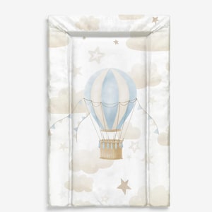 Baby Wickelauflage - Einzelner Heißluftballon, Blau, Wickelauflage, Wasserdichte Matte, Baby Geschenk, Wickelauflage, Jungen Dekor