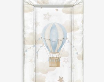 Baby Changing Mat - Single Hot Air Balloon, Blue, Nappy Changing Mat, Waterproof Mat, Baby Gift, Wedge Changing Mat, Boys Decor
