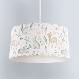 LAMPSHADE - Nursery Ceiling Sketch Woodland Lampshade - Childrens Room Lampshade - Customised Round Lampshade, custom design decor