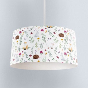 LAMPSHADE - Nursery Ceiling Woodland foxes rabbits Lampshade - Childrens Room Lampshade - Customised Round Lampshade, Woodland Decor