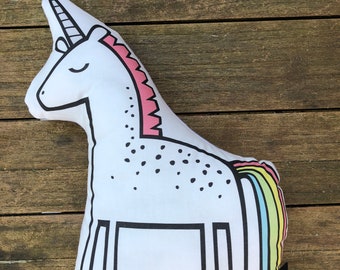 Nursery Cushion, Unicorn pillow, Plush unicorn, pink Pillow, Pillow, Children's Room Decor, Gift for Kids, Monochrome nursery, baby pillow