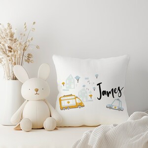 Almohada con mapa de la ciudad y carreteras, almohada con mapa de carreteras, almohada decorativa cuadrada para niños, decoración de habitación infantil, ropa de cama para cuna, ropa de cama personalizada