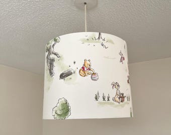 LAMPSHADE - Nursery Ceiling Yellow Bear & Friends, Lampshade or Table lampshade - Childrens Room Lampshade - Round Lampshade, Dunelm decor