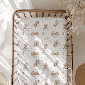 Bear on the Clouds Bedding, Duvet Covers, Fitted Sheets, Bear Bedding, Kids and Baby Bedding, Childrens Room Decor, Bedding and Pillows