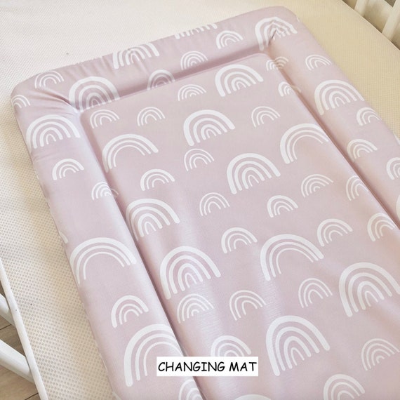 Changing Mat, BABY PINK - Rainbow Changing mat, Rainbow decor, Baby Changing Mat, Children's Room Decor, Monochrome nursery, Rainbow Mat