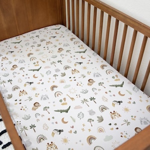 Little Safari Doodles - Bedding, Safari Animal Decor, Duvet Covers, Fitted Sheets, Children&#39;s Room Decor, Bedding, Safari Kids Bedding