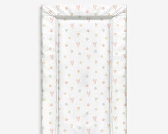 Baby Changing Mat - Dainty Love Hearts and Spots, Nappy Changing Mat, Waterproof Mat, Baby, Wedge Changing Mat, Pretty Hearts, Nursery Decor