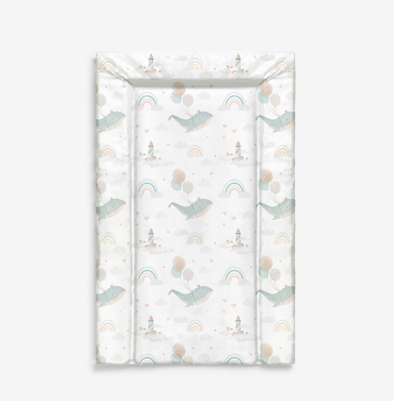 Baby Changing Mat Ocean Whale and Rainbows, Nappy Changing Mat