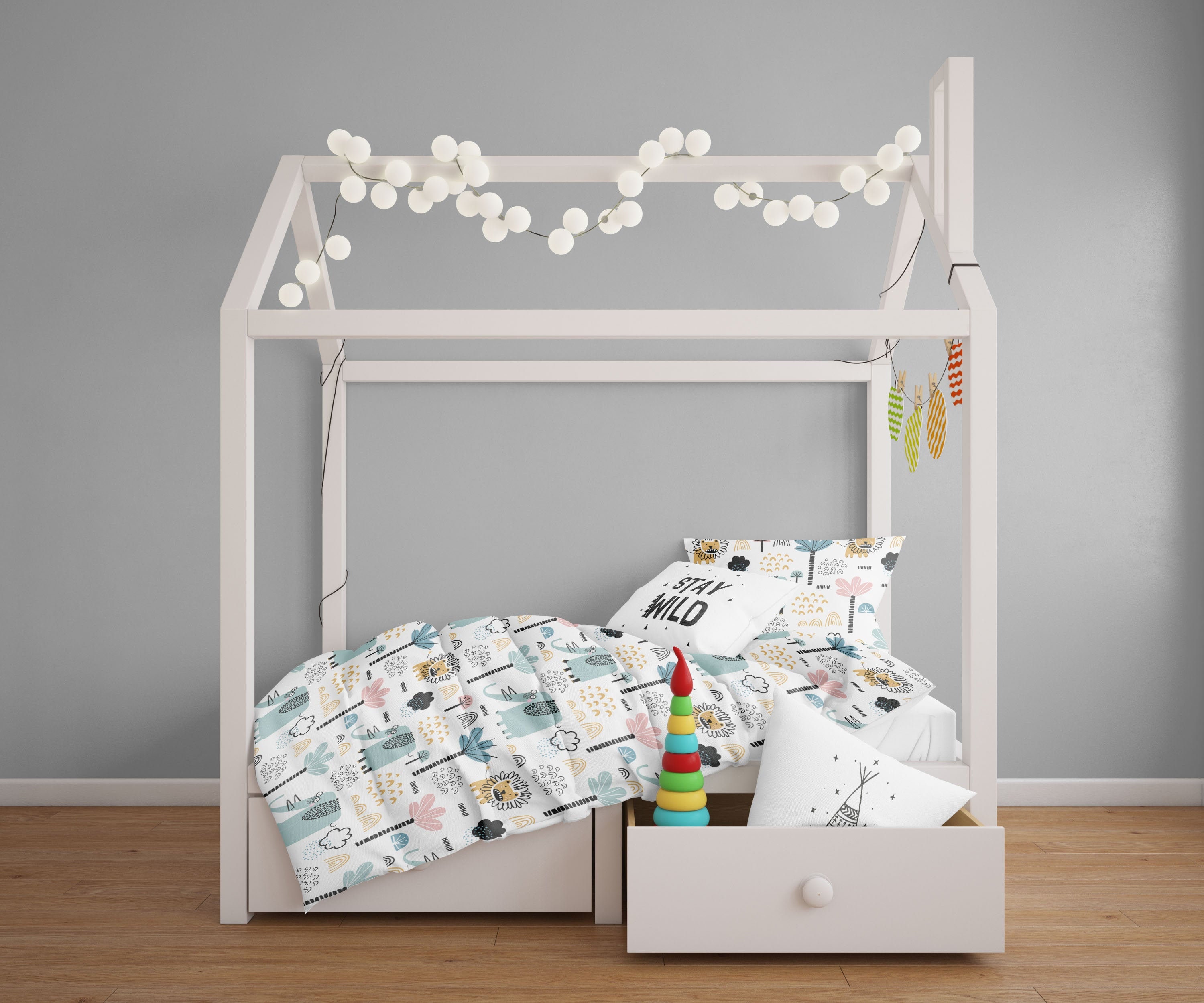 Safari Duvet Cover Pillow Set Cotbed Single Double Duvet Etsy UK