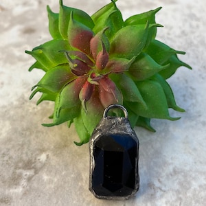 Soldered Pendant | Small black crystal
